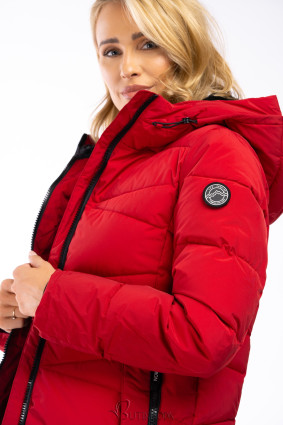 Extra warme Winterjacke mit Plüsch Weinrot/Schwarz