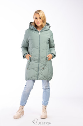 Warme Winterjacke in verlängertem Schnitt Mintgrün