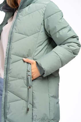 Warme Winterjacke in verlängertem Schnitt Mintgrün