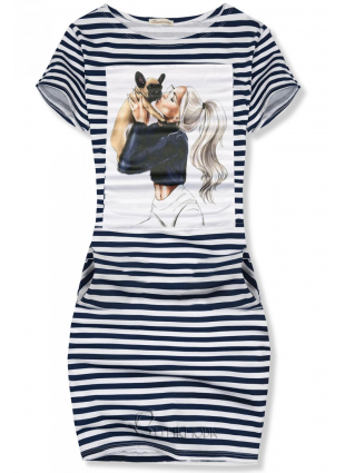 Streifen-Kleid weiß/dunkelblau Puppy love II.