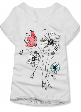 T-Shirt mit Druck - weiß/Blumen