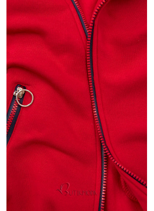 Kapuzenjacke mit schrägem Reißverschluss rot