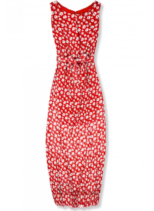 Langes Kleid mit Blumenprint rot
