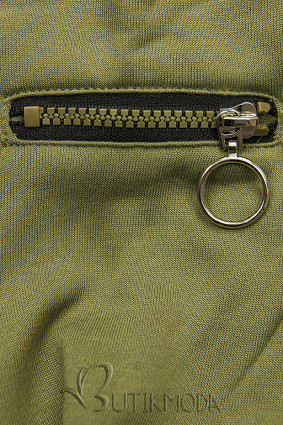 Kapuzensweatjacke in langer Form mit Zipper khaki