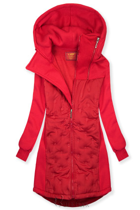 Sweatjacke mit strukturiertem Material Rot