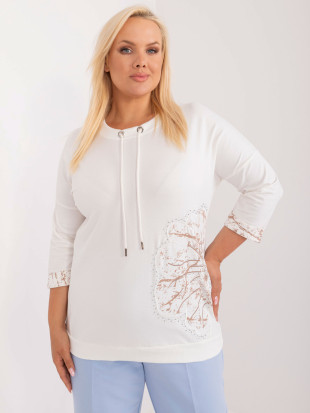 Elegante Bluse in Ecru mit Schnüren - Plus Size