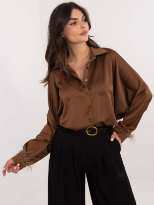 Elegante braune Bluse mit langen Ärmeln
