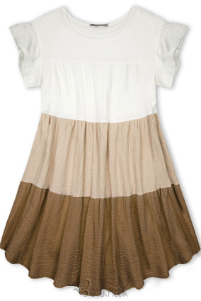 Kleid mit Color-Blocking-Optik cappuccino/braun