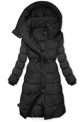 Winterjacke mit Kordelzug in der Taille Schwarz