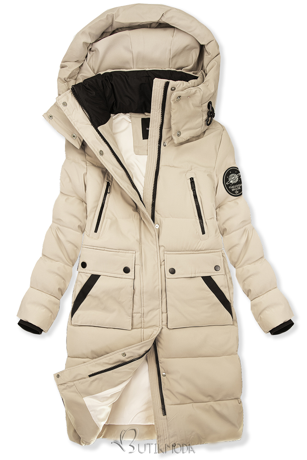 Verlängerte Winterjacke SPACE Hellbeige