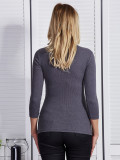 Graue Damenbluse mit Schnürdekolleté