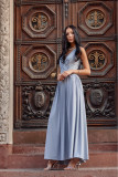 Maxi-Brokatkleid mit Rückenschnürung – grau