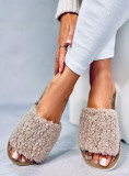 Plüschhausschuhe Beige