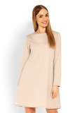 Beige lockere Kleid mit langen Ärmeln