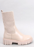 Beige Plateau-Stiefeletten