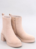 Stiefeletten mit stabilem Absatz Beige