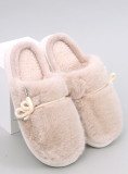 Damenhausschuhe aus Kunstfell Beige
