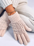Winterhandschuhe mit Strickmuster Beige