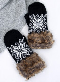 Fäustlinge mit Wintermotiv Schwarz