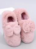 Kunstfell-Hausschuhe mit Schleife Rosa