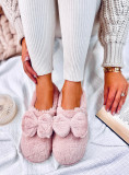 Kunstfell-Hausschuhe mit Schleife Rosa