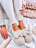 Kunstfell-Hausschuhe mit Schleife Beige
