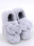 Kunstfell-Hausschuhe mit Schleife Grau