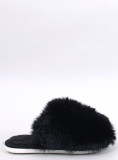 Hausschuhe mit Kunstfell in Schwarz