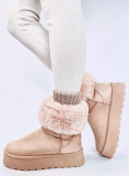 Wildleder-Schneestiefel mit Kunstfell Beige