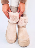 Wildleder-Schneestiefel mit Kunstfell Beige