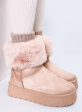Wildleder-Schneestiefel mit Kunstfell Beige