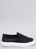 Perforierte Slip-On-Sneaker Schwarz