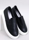 Perforierte Slip-On-Sneaker Schwarz