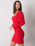 Rotes RUE PARIS Kleid mit langen Ärmeln
