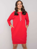 Stylisches rotes Kleid mit langen Ärmeln
