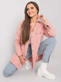 Rosa karierte Bluse mit langen Ärmeln