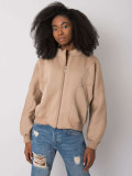 Stylische beige Sweatjacke mit langen Ärmeln
