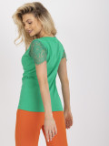 Stilvolle grüne Bluse mit Spitze