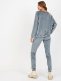 Damen Veloursanzug mit Applikation Blau