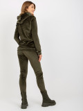 Khaki zweiteiliger Veloursanzug mit Hose