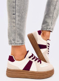 Damen-Sneakers aus Wildleder in Beige/Bordeaux
