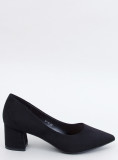 Wildlederpumps mit breitem Absatz Schwarz