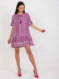 Lila Boho Kleid mit Muster aus Viskose SUBLEVEL