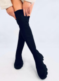 Schwarze Overknee-Stiefel mit elastischem Obermaterial