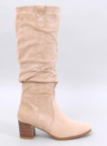 Hohe Stiefel aus Wildleder Light Beige