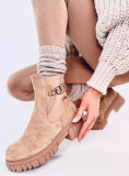 Stiefeletten mit Plateausohle Beige