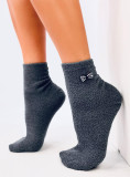 Warme Socken mit Schleife Anthrazit