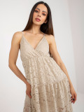 Beige Spitzenkleid mit Volant OCH BELLA