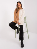 Camel-beige zweifarbiger Pullover mit Rollkragen