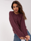 Dunkellila Strickjacke mit Knöpfen